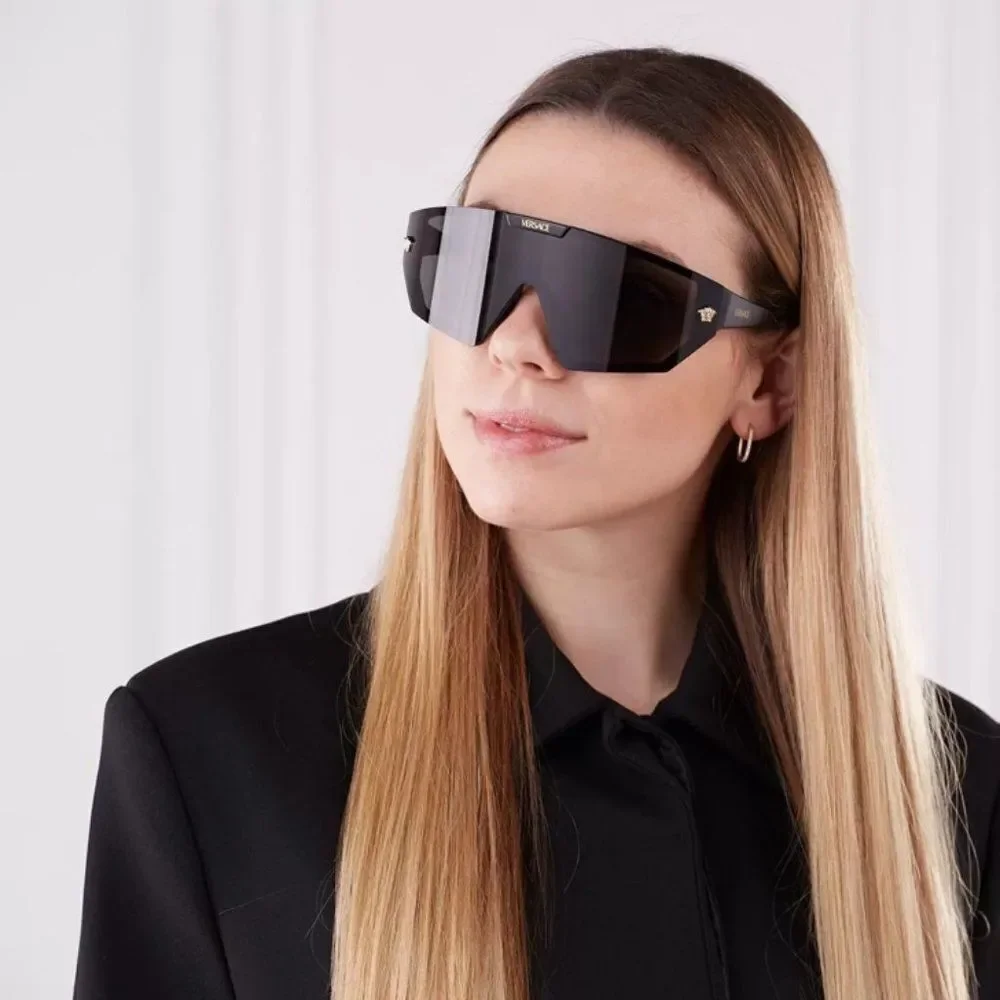NEW Versace VE4461 GB1/87 Black Dark Grey Mirror Gold Detachable Lens Sunglasses